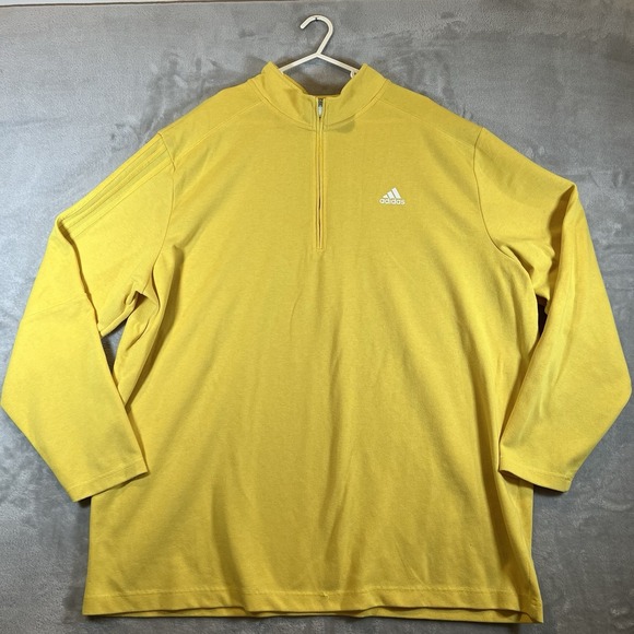 Adidas 1/4 Zip Sweater Men's Big & Tall Quarter Pullover Yellow Primegreen - Picture 1 of 10